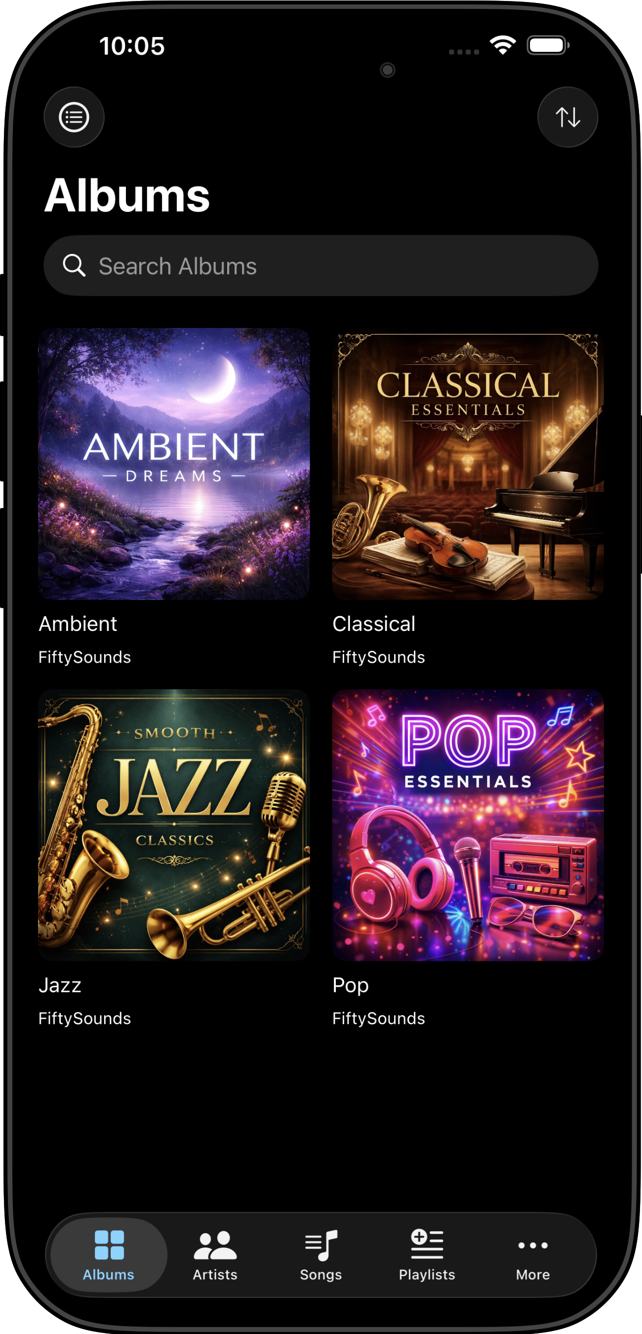 Off-Grid Music Player app screenshot